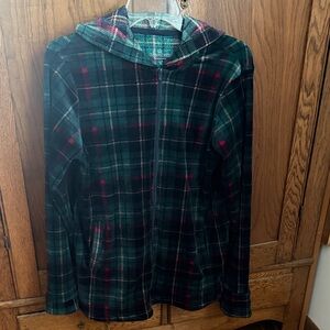 Cuddl Duds Green and Red Plaid Women’s Jacket with Hood